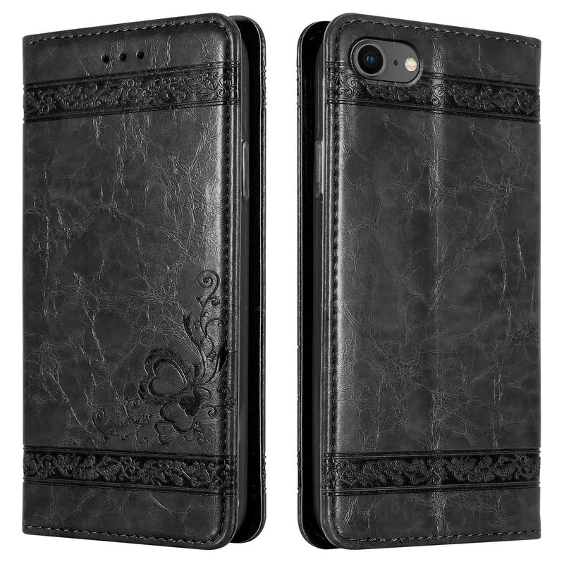 Cadorabo Hülle kompatibel mit Apple iPhone 7 / 7S / 8 / SE 2020 mit Ornamenten - Schutzhülle mit Magnetverschluss, Standfunktion und Kartenfach