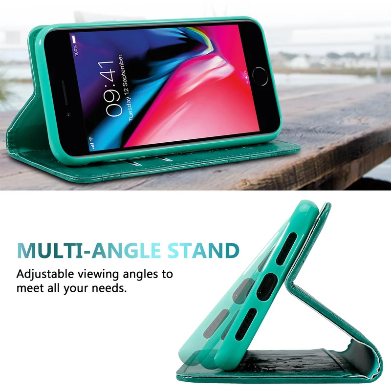 Cadorabo Hülle kompatibel mit Apple iPhone 7 / 7S / 8 / SE 2020 mit Ornamenten - Schutzhülle mit Magnetverschluss, Standfunktion und Kartenfach
