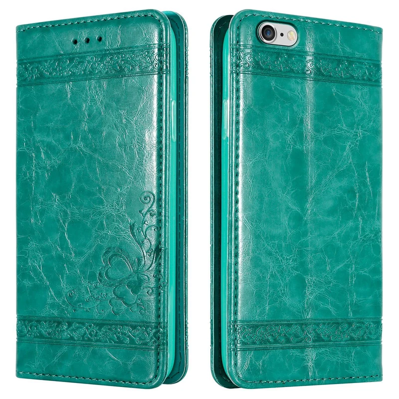 Cadorabo Hülle kompatibel mit Apple iPhone 6 PLUS / 6S PLUS mit Ornamenten - Schutzhülle mit Magnetverschluss, Standfunktion und Kartenfach