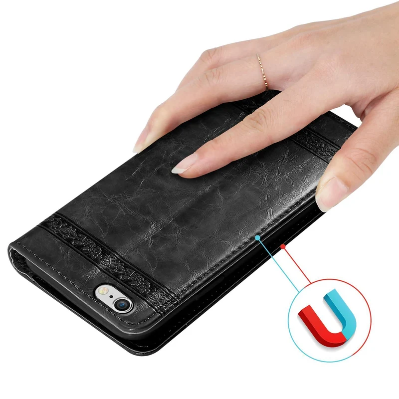 Cadorabo Hülle kompatibel mit Apple iPhone 6 PLUS / 6S PLUS mit Ornamenten - Schutzhülle mit Magnetverschluss, Standfunktion und Kartenfach