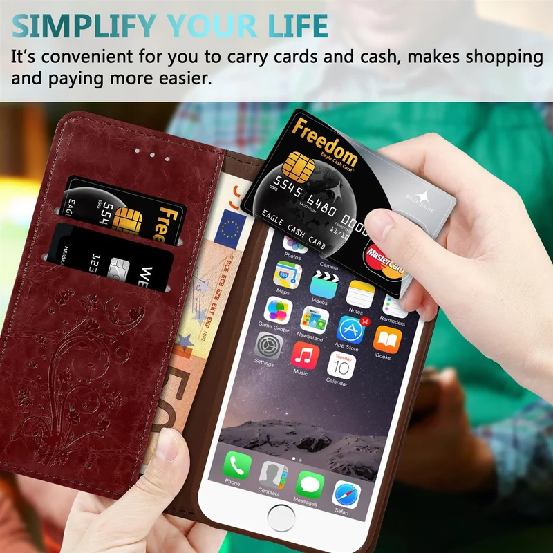 Cadorabo Hülle kompatibel mit Apple iPhone 6 PLUS / 6S PLUS mit Ornamenten - Schutzhülle mit Magnetverschluss, Standfunktion und Kartenfach
