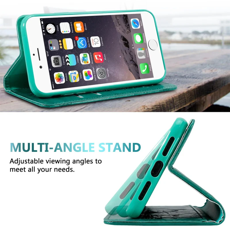 Cadorabo Hülle kompatibel mit Apple iPhone 6 PLUS / 6S PLUS mit Ornamenten - Schutzhülle mit Magnetverschluss, Standfunktion und Kartenfach