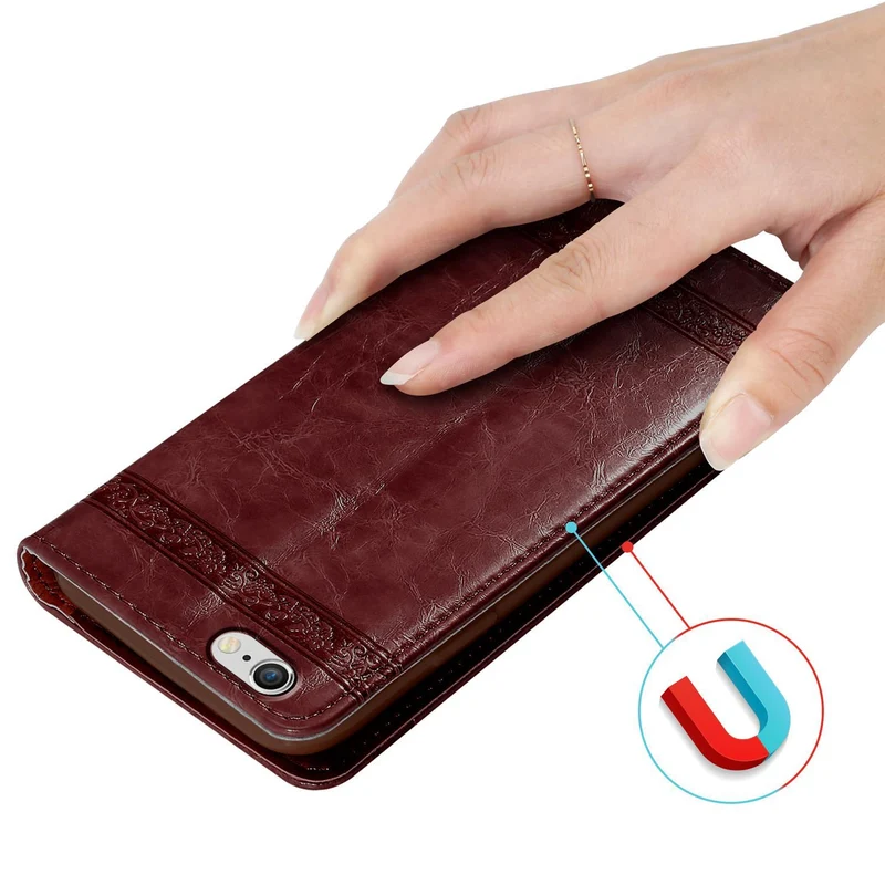 Cadorabo Hülle kompatibel mit Apple iPhone 6 / 6S mit Ornamenten - Schutzhülle mit Magnetverschluss, Standfunktion und Kartenfach