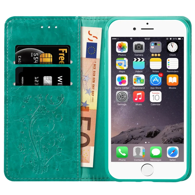 Cadorabo Hülle kompatibel mit Apple iPhone 6 / 6S mit Ornamenten - Schutzhülle mit Magnetverschluss, Standfunktion und Kartenfach