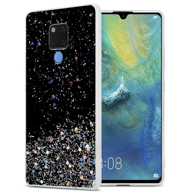 Cadorabo Hülle kompatibel mit Huawei MATE 20 Schutzhülle aus flexiblem TPU Silikon mit funkelnden Glitter