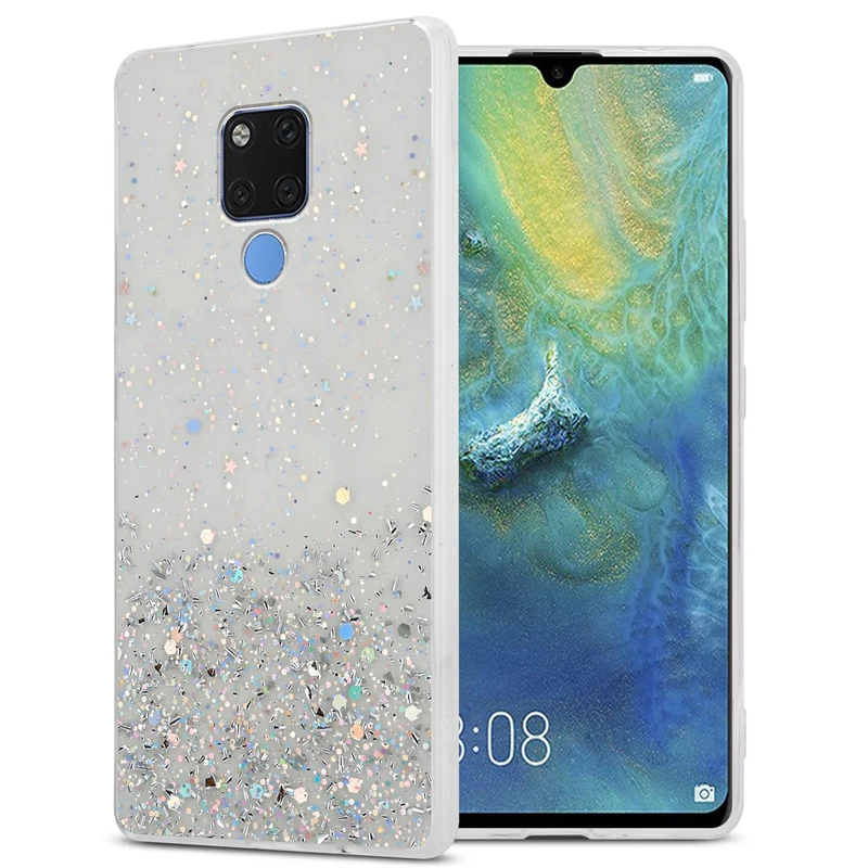 Cadorabo Hülle kompatibel mit Huawei MATE 20 Schutzhülle aus flexiblem TPU Silikon mit funkelnden Glitter