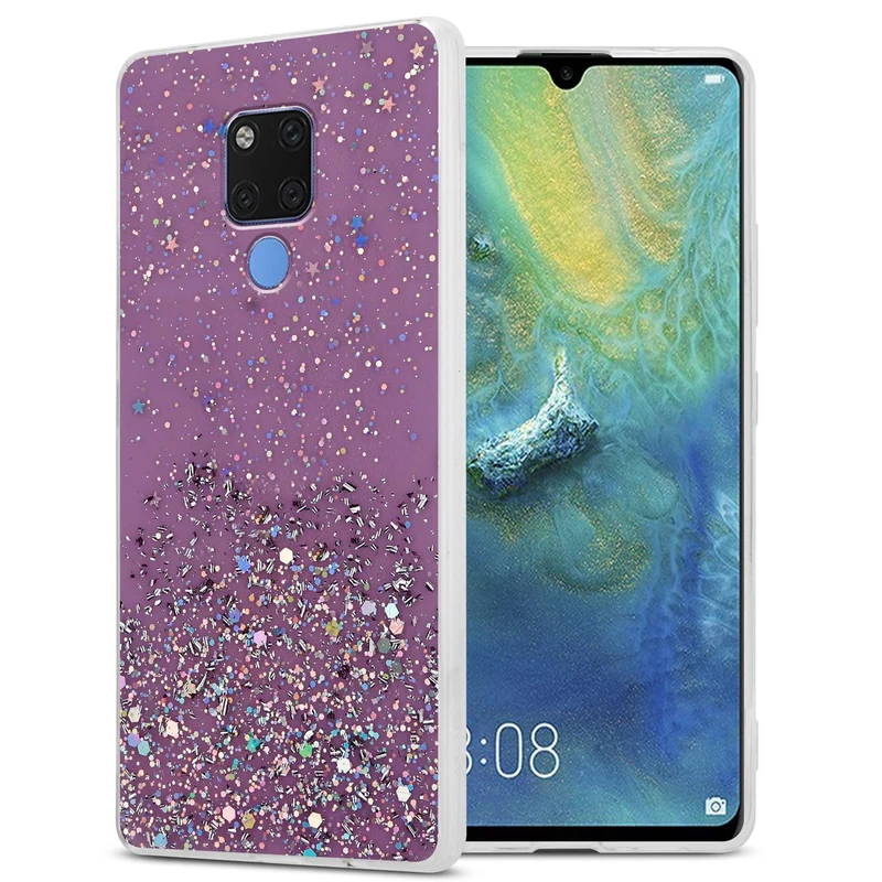 Cadorabo Hülle kompatibel mit Huawei MATE 20 Schutzhülle aus flexiblem TPU Silikon mit funkelnden Glitter