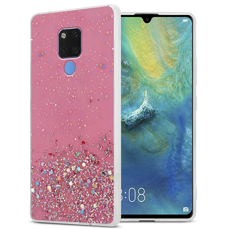 Cadorabo Hülle kompatibel mit Huawei MATE 20 Schutzhülle aus flexiblem TPU Silikon mit funkelnden Glitter