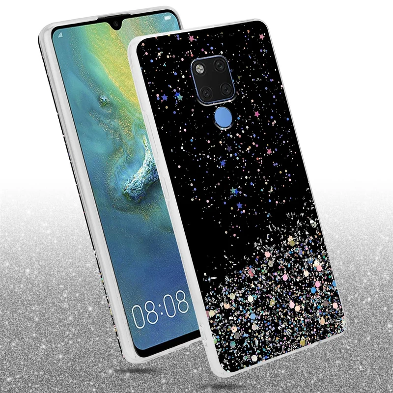 Cadorabo Hülle kompatibel mit Huawei MATE 20 Schutzhülle aus flexiblem TPU Silikon mit funkelnden Glitter