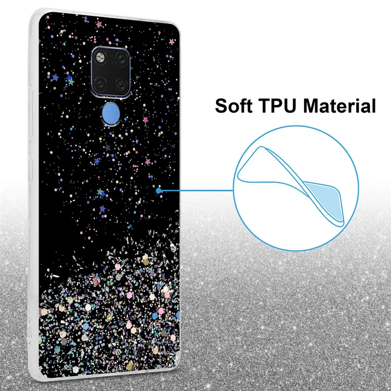 Cadorabo Hülle kompatibel mit Huawei MATE 20 Schutzhülle aus flexiblem TPU Silikon mit funkelnden Glitter