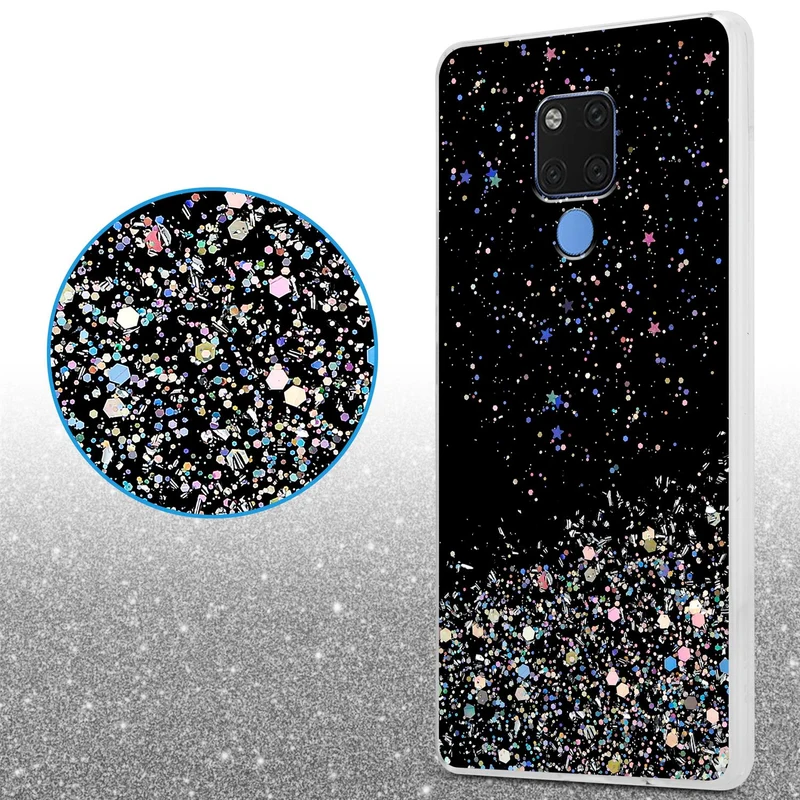 Cadorabo Hülle kompatibel mit Huawei MATE 20 Schutzhülle aus flexiblem TPU Silikon mit funkelnden Glitter