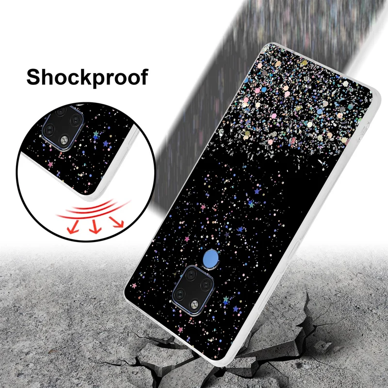 Cadorabo Hülle kompatibel mit Huawei MATE 20 Schutzhülle aus flexiblem TPU Silikon mit funkelnden Glitter