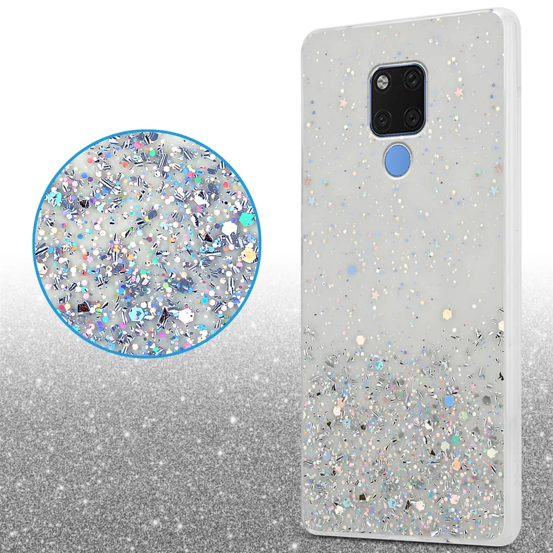 Cadorabo Hülle kompatibel mit Huawei MATE 20 Schutzhülle aus flexiblem TPU Silikon mit funkelnden Glitter