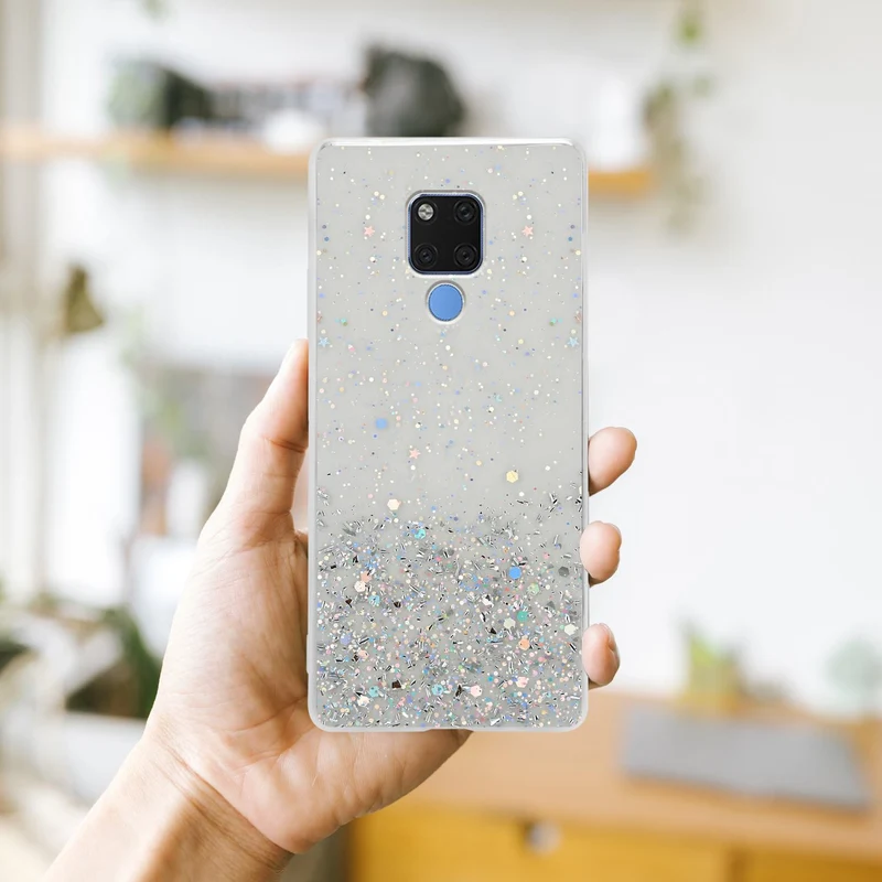 Cadorabo Hülle kompatibel mit Huawei MATE 20 Schutzhülle aus flexiblem TPU Silikon mit funkelnden Glitter