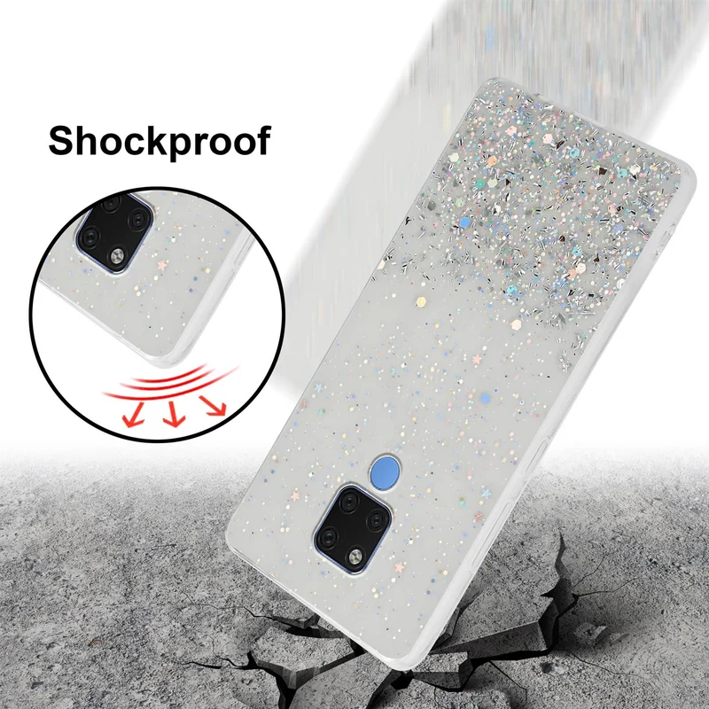 Cadorabo Hülle kompatibel mit Huawei MATE 20 Schutzhülle aus flexiblem TPU Silikon mit funkelnden Glitter