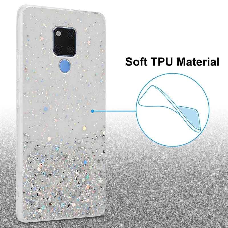 Cadorabo Hülle kompatibel mit Huawei MATE 20 Schutzhülle aus flexiblem TPU Silikon mit funkelnden Glitter