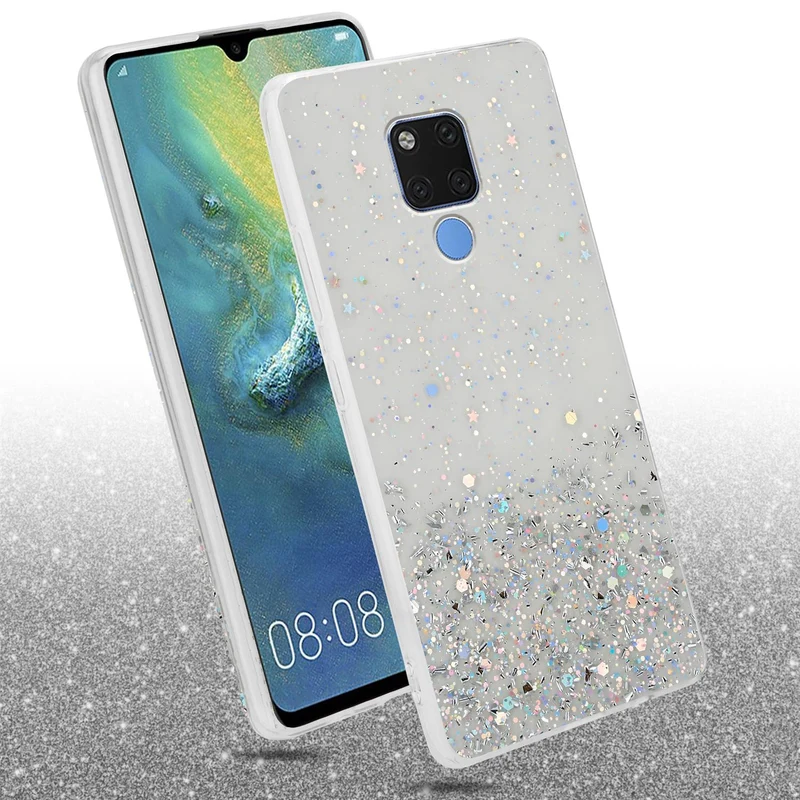 Cadorabo Hülle kompatibel mit Huawei MATE 20 Schutzhülle aus flexiblem TPU Silikon mit funkelnden Glitter