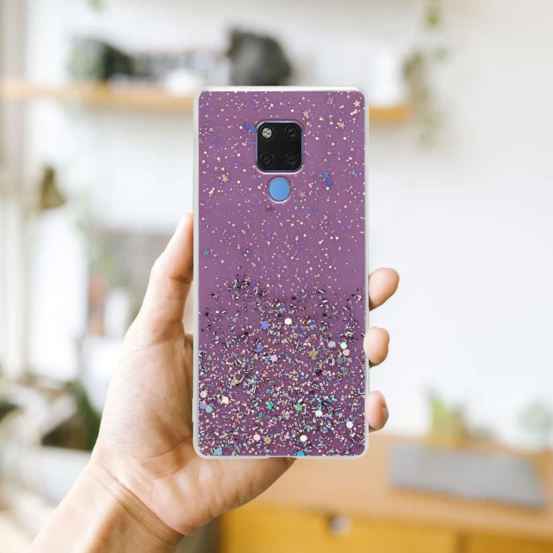 Cadorabo Hülle kompatibel mit Huawei MATE 20 Schutzhülle aus flexiblem TPU Silikon mit funkelnden Glitter