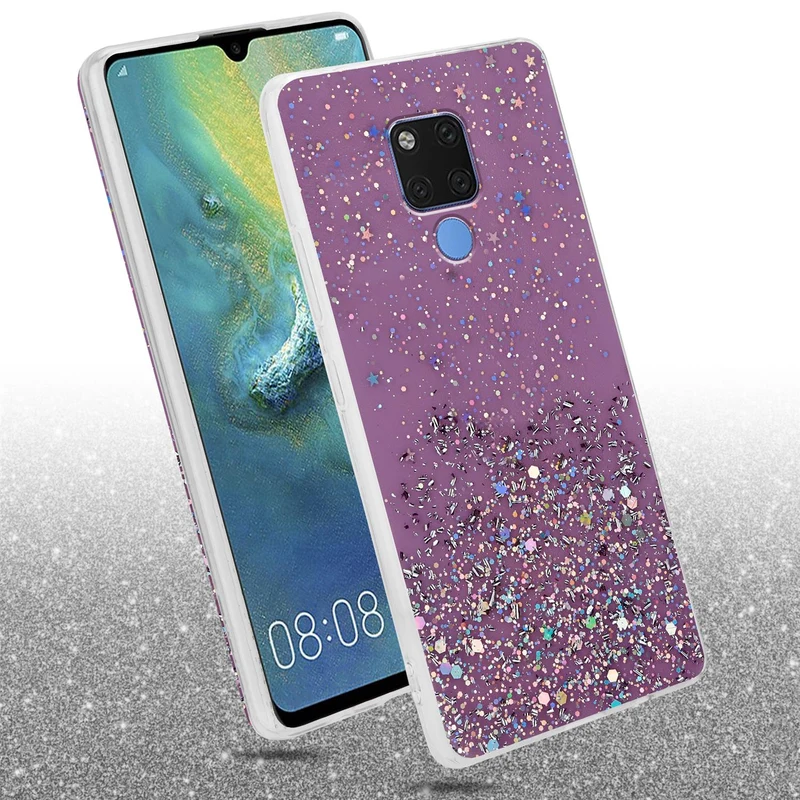 Cadorabo Hülle kompatibel mit Huawei MATE 20 Schutzhülle aus flexiblem TPU Silikon mit funkelnden Glitter