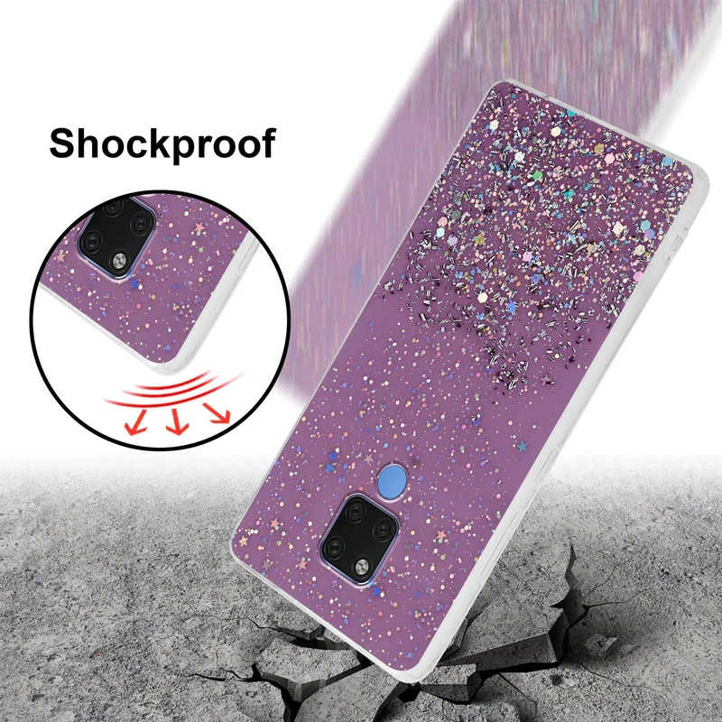 Cadorabo Hülle kompatibel mit Huawei MATE 20 Schutzhülle aus flexiblem TPU Silikon mit funkelnden Glitter