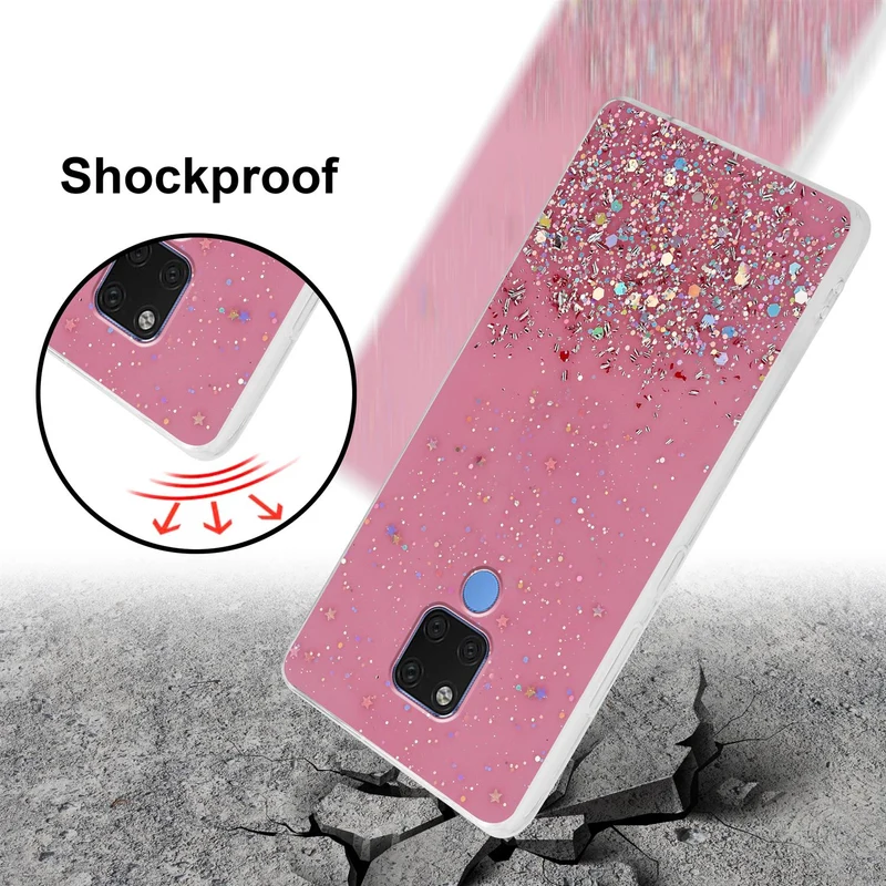 Cadorabo Hülle kompatibel mit Huawei MATE 20 Schutzhülle aus flexiblem TPU Silikon mit funkelnden Glitter