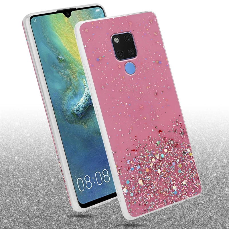 Cadorabo Hülle kompatibel mit Huawei MATE 20 Schutzhülle aus flexiblem TPU Silikon mit funkelnden Glitter