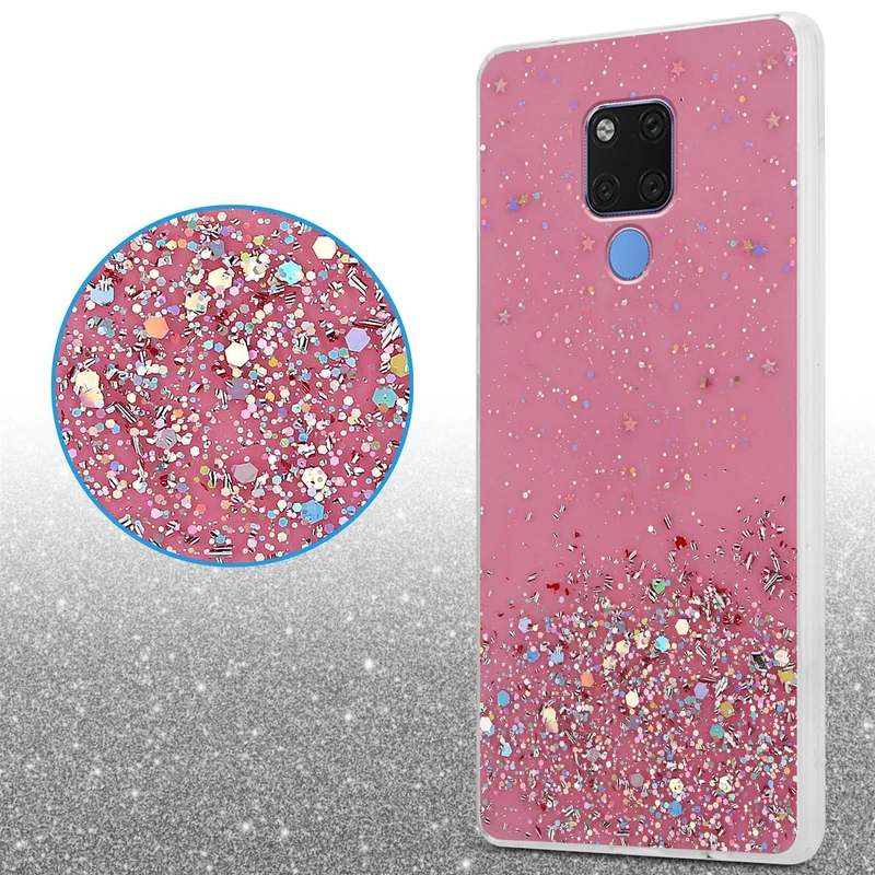 Cadorabo Hülle kompatibel mit Huawei MATE 20 Schutzhülle aus flexiblem TPU Silikon mit funkelnden Glitter