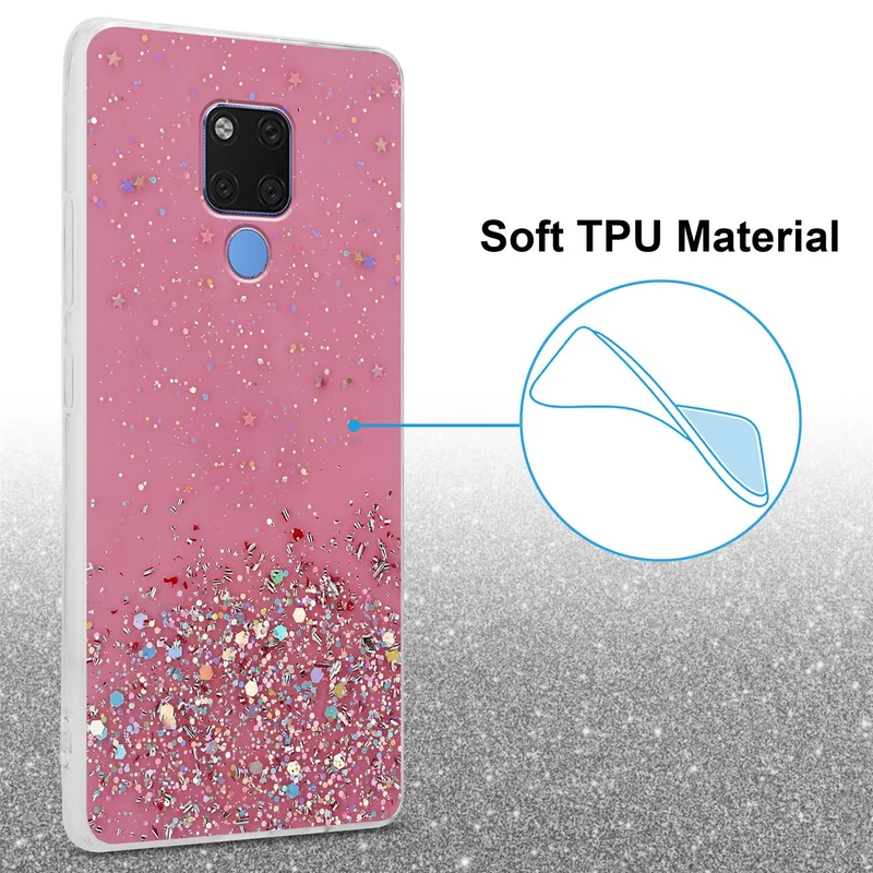 Cadorabo Hülle kompatibel mit Huawei MATE 20 Schutzhülle aus flexiblem TPU Silikon mit funkelnden Glitter