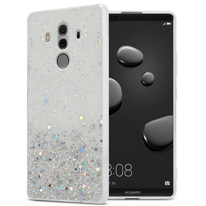 Cadorabo Hülle kompatibel mit Huawei MATE 10 PRO Schutzhülle aus flexiblem TPU Silikon mit funkelnden Glitter