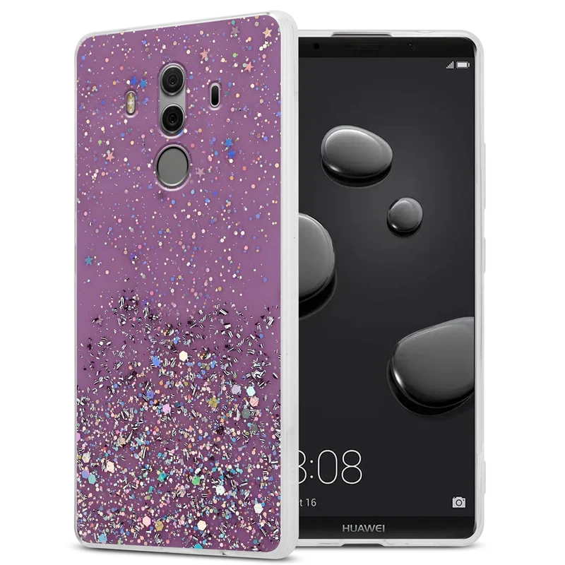 Cadorabo Hülle kompatibel mit Huawei MATE 10 PRO Schutzhülle aus flexiblem TPU Silikon mit funkelnden Glitter