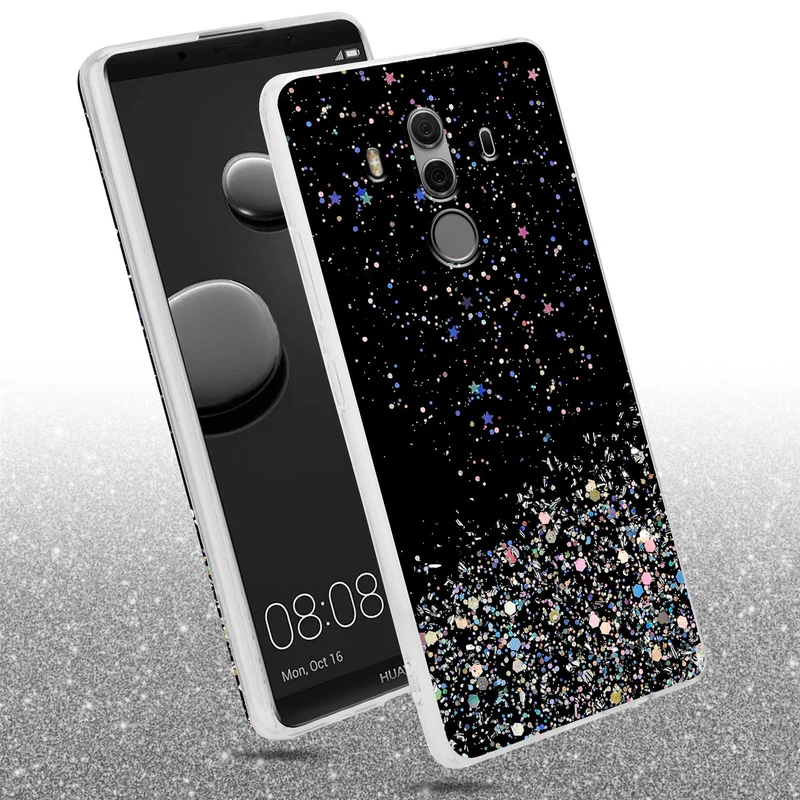 Cadorabo Hülle kompatibel mit Huawei MATE 10 PRO Schutzhülle aus flexiblem TPU Silikon mit funkelnden Glitter
