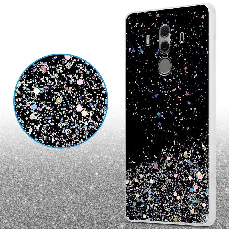 Cadorabo Hülle kompatibel mit Huawei MATE 10 PRO Schutzhülle aus flexiblem TPU Silikon mit funkelnden Glitter