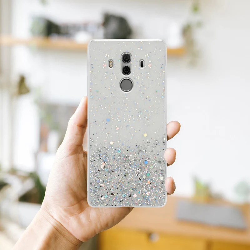 Cadorabo Hülle kompatibel mit Huawei MATE 10 PRO Schutzhülle aus flexiblem TPU Silikon mit funkelnden Glitter