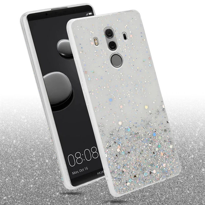 Cadorabo Hülle kompatibel mit Huawei MATE 10 PRO Schutzhülle aus flexiblem TPU Silikon mit funkelnden Glitter