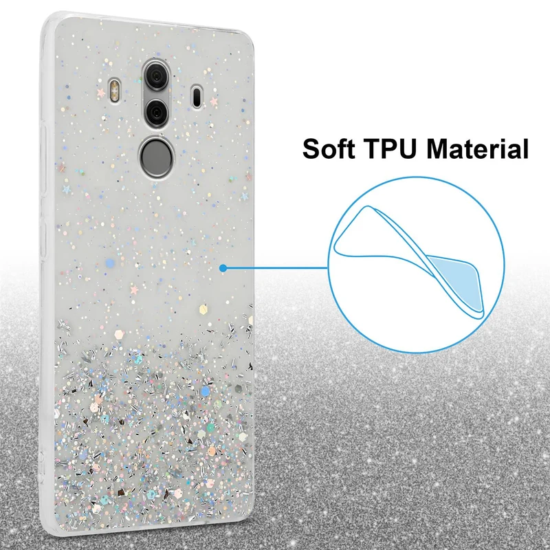 Cadorabo Hülle kompatibel mit Huawei MATE 10 PRO Schutzhülle aus flexiblem TPU Silikon mit funkelnden Glitter