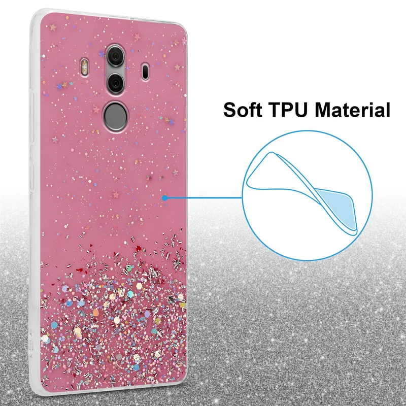 Cadorabo Hülle kompatibel mit Huawei MATE 10 PRO Schutzhülle aus flexiblem TPU Silikon mit funkelnden Glitter