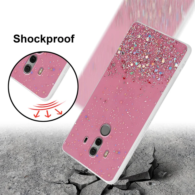 Cadorabo Hülle kompatibel mit Huawei MATE 10 PRO Schutzhülle aus flexiblem TPU Silikon mit funkelnden Glitter