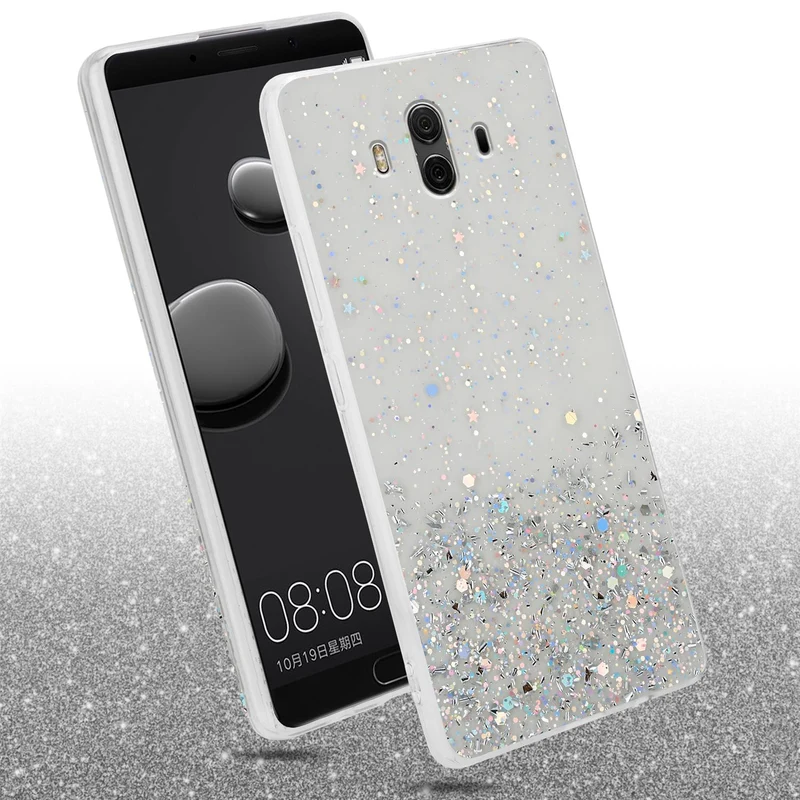 Cadorabo Hülle kompatibel mit Huawei MATE 10 / NOVA 2i Schutzhülle aus flexiblem TPU Silikon mit funkelnden Glitter