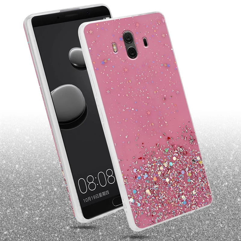 Cadorabo Hülle kompatibel mit Huawei MATE 10 / NOVA 2i Schutzhülle aus flexiblem TPU Silikon mit funkelnden Glitter