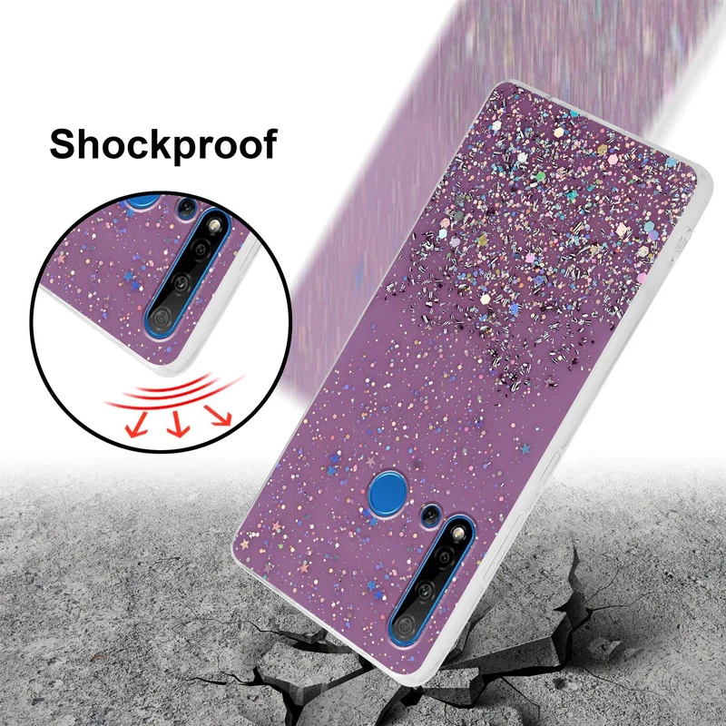 Cadorabo Hülle kompatibel mit Huawei NOVA 5i / P20 LITE 2019 Schutzhülle aus flexiblem TPU Silikon mit funkelnden Glitter