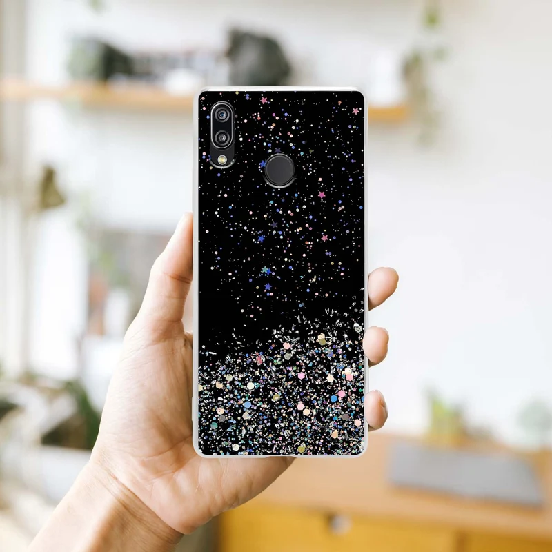 Cadorabo Hülle kompatibel mit Huawei P20 LITE 2018 / NOVA 3E Schutzhülle aus flexiblem TPU Silikon mit funkelnden Glitter
