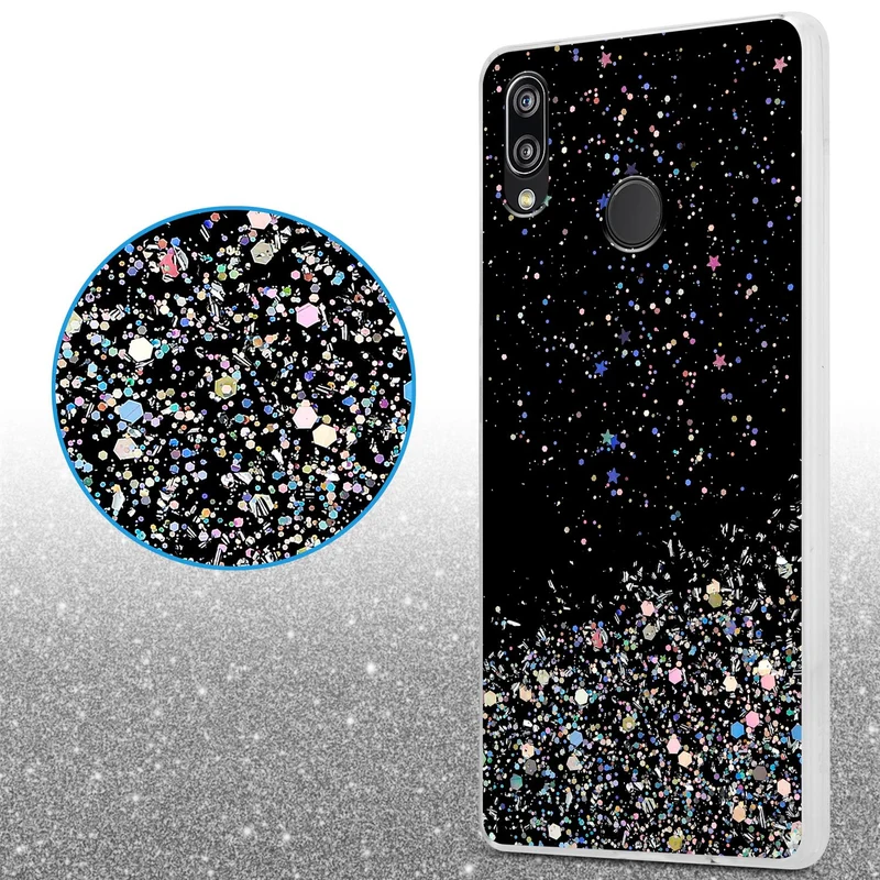 Cadorabo Hülle kompatibel mit Huawei P20 LITE 2018 / NOVA 3E Schutzhülle aus flexiblem TPU Silikon mit funkelnden Glitter