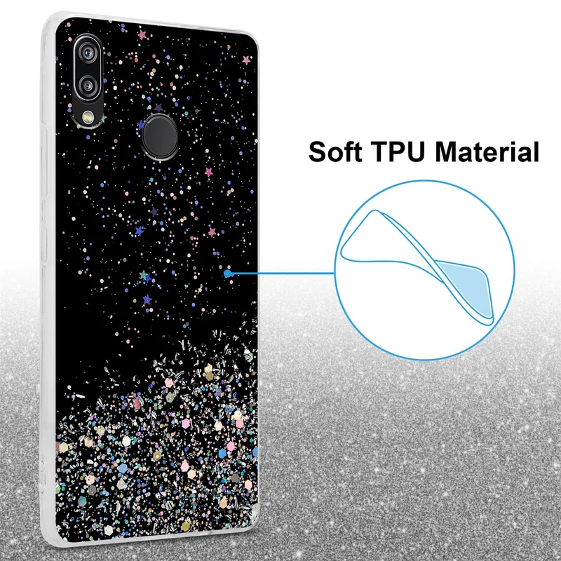 Cadorabo Hülle kompatibel mit Huawei P20 LITE 2018 / NOVA 3E Schutzhülle aus flexiblem TPU Silikon mit funkelnden Glitter