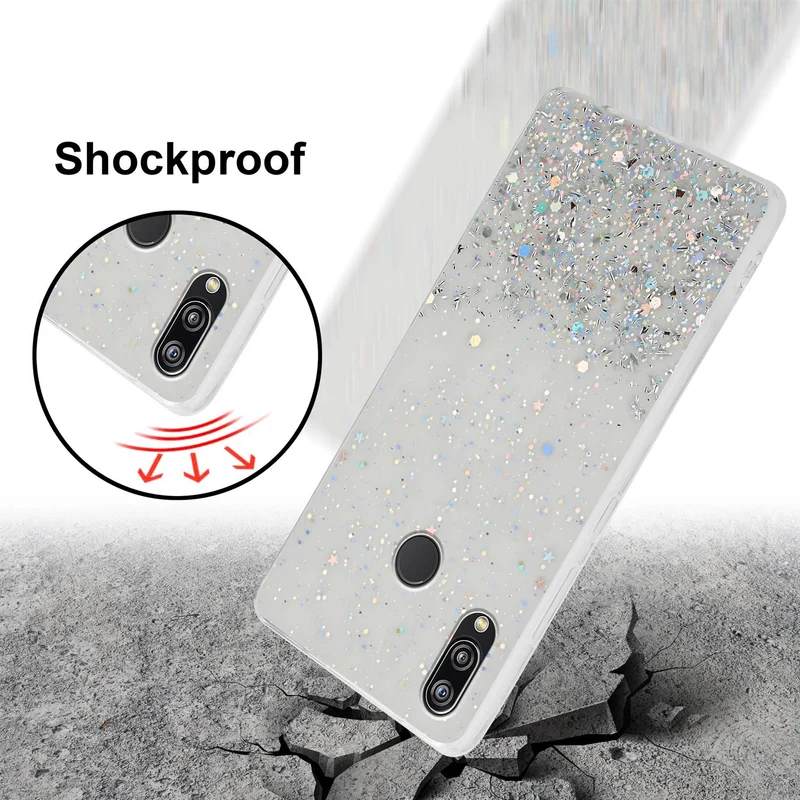 Cadorabo Hülle kompatibel mit Huawei P20 LITE 2018 / NOVA 3E Schutzhülle aus flexiblem TPU Silikon mit funkelnden Glitter