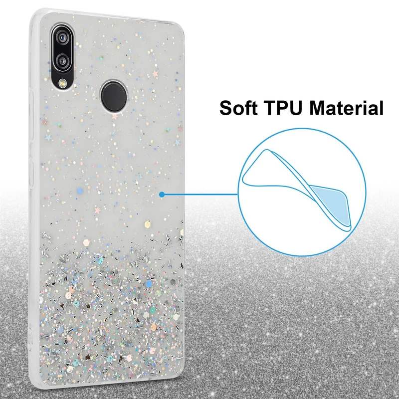 Cadorabo Hülle kompatibel mit Huawei P20 LITE 2018 / NOVA 3E Schutzhülle aus flexiblem TPU Silikon mit funkelnden Glitter