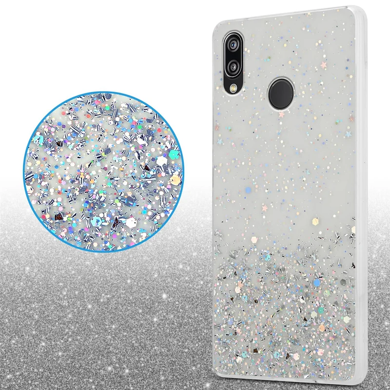 Cadorabo Hülle kompatibel mit Huawei P20 LITE 2018 / NOVA 3E Schutzhülle aus flexiblem TPU Silikon mit funkelnden Glitter