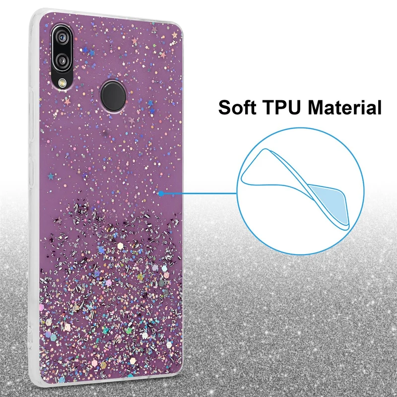 Cadorabo Hülle kompatibel mit Huawei P20 LITE 2018 / NOVA 3E Schutzhülle aus flexiblem TPU Silikon mit funkelnden Glitter