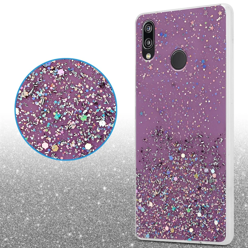 Cadorabo Hülle kompatibel mit Huawei P20 LITE 2018 / NOVA 3E Schutzhülle aus flexiblem TPU Silikon mit funkelnden Glitter