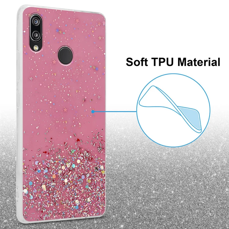 Cadorabo Hülle kompatibel mit Huawei P20 LITE 2018 / NOVA 3E Schutzhülle aus flexiblem TPU Silikon mit funkelnden Glitter