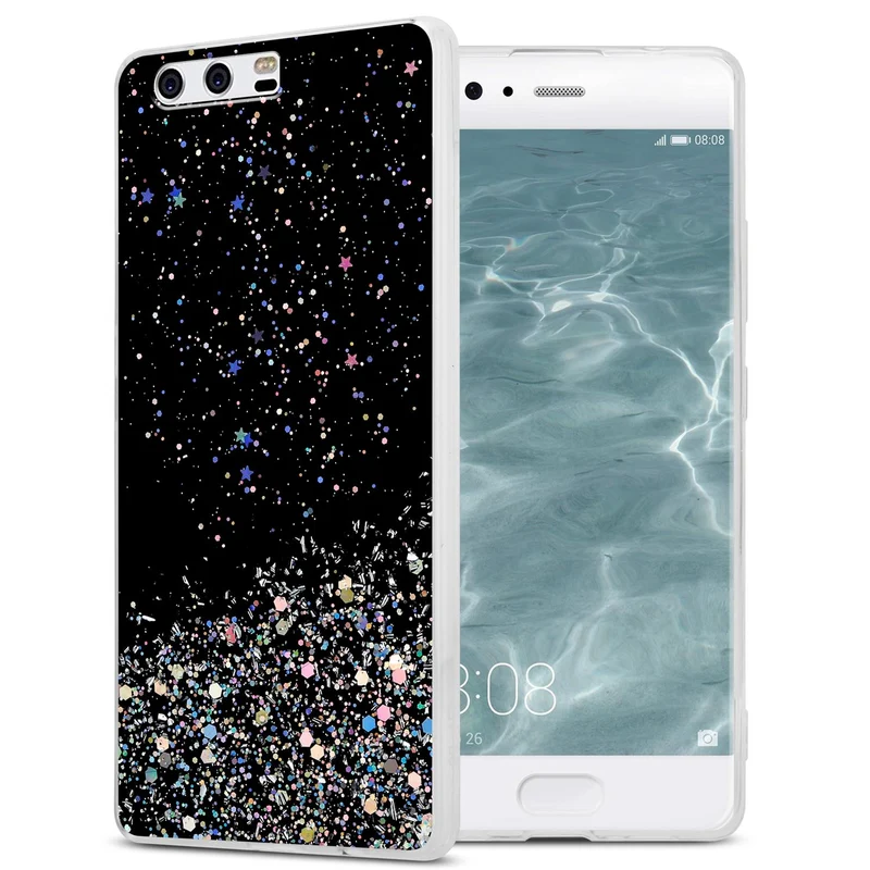 Cadorabo Hülle kompatibel mit Huawei P10 Schutzhülle aus flexiblem TPU Silikon mit funkelnden Glitter